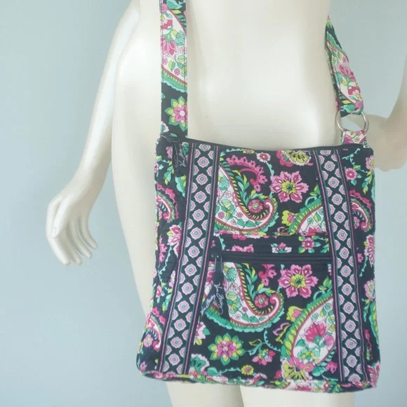 Vera Bradley Navy Colorful Petal Paisley Crossbody Bag Purse - Picture 7 of 15